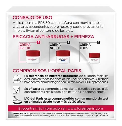 Crema L’oreal Revitalift Día Anti Arrugas Fps 30 X 50ml