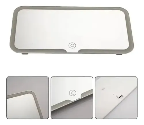Espejo Con Luz Led Para Maquillaje Autos Usb Recargable
