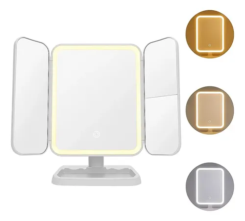 Maquillaje Espejo Led Recargable 3 Modos De Aumento 1x 2x 3x