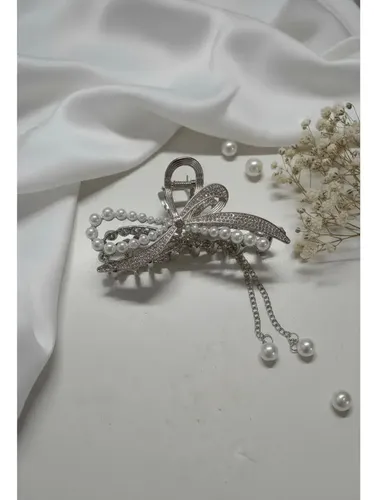 Hebillas  Broches Para El Pelo Aplique Perla Cadenita