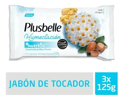 Jabon Tocador Corporal Plusbelle Frescura 3×125 Gr Fórmula Frescura