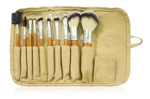 Brochas Maquillaje Sintéticas Mineral Botánica Set 10 Piezas Marrón