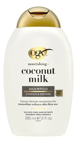 Shampoo OGX Nourishing + Leche de coco en botella de 385mL por 1 unidad