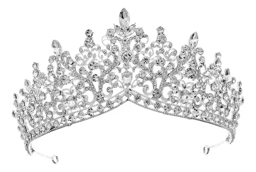 Halloween Diadema Tocado Boda Plata Con Piedras Brillantes