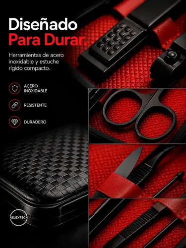 Kit Completo Manicura Pedicura 7 Piezas Estuche Rígido
