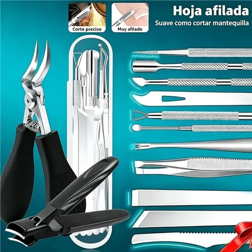 Set 12 Cortauñas De Acero Inoxidable Profesional