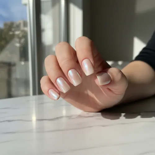 Uñas Postizas Cuadradas Babyboomer Cat Eye Press On Nails