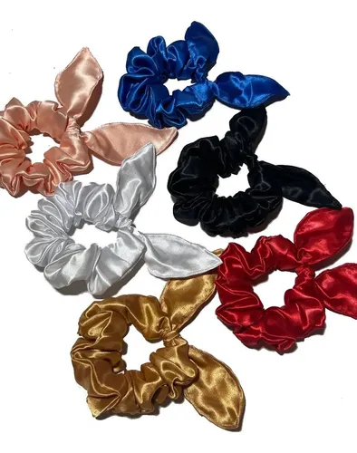 Scrunchies Con Orejas Pack X12 Accesorio Colita Para El Pelo