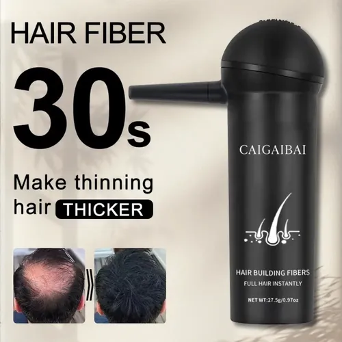 Polvo De Fibra Capilar Negro Cubre Raíz De Cabello Calvicie