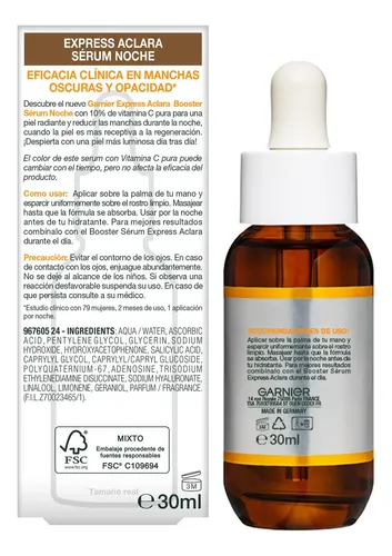 Garnier Sérum Noche Vitamina C Express Aclara 30ml