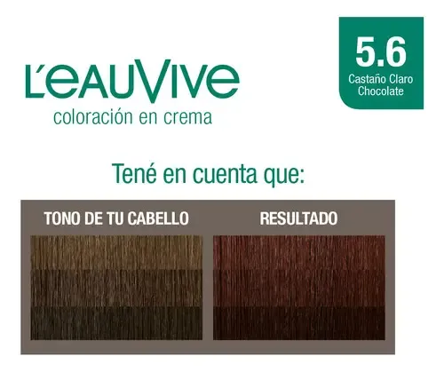 L’eau Vive Kit Tintura Coloración En Crema Tono 5.6 Castaño claro caoba