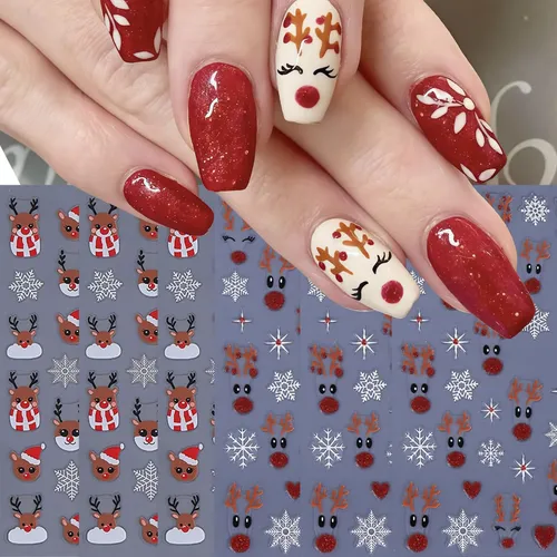 Pegatinas De Uñas Csybaris Christmas Red Winter Snowflake 3d