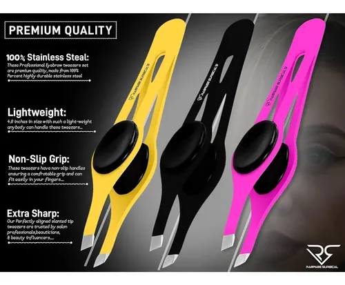 Pinzas Cejas Rampage Acero Set 2 Y 3 Pcs Ergonomicas