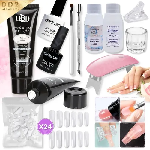 Kit Polygel 30ml Cabina Pincel Removedor Molde Top Base Coat