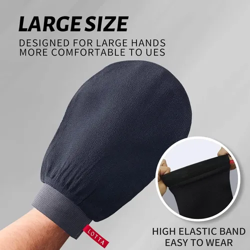 Guantes Exfoliantes Lotta 2 Pcs Negro Tamaño Grande Y