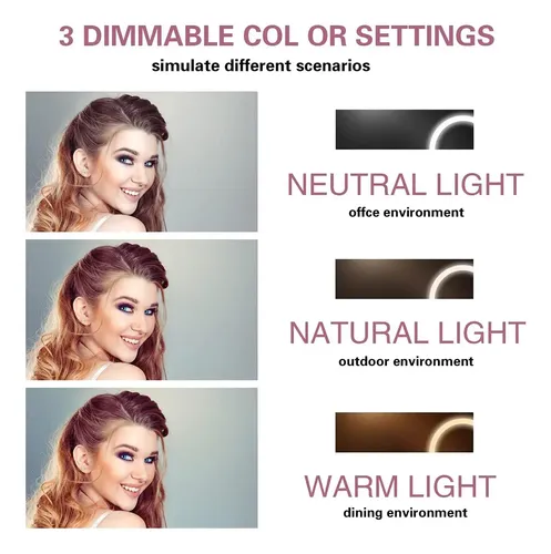 Espejo Maquillaje Luz Recargable Usb Con Lupa 5x Aumento