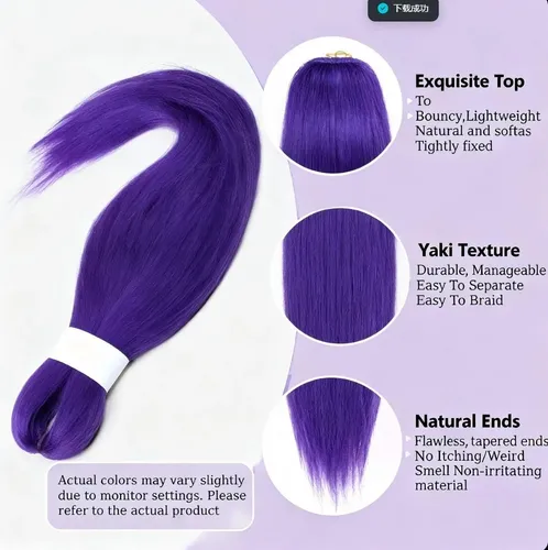 Soft Lightweight Colored Hair For Braids, Hot Water Setting
