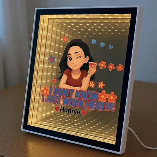 Lámpara Led Espejo Infinito 3d Personalizable Blanca Usb Bla