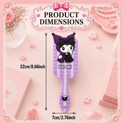 Peineta Para Cabello Sanrio Kuromi Con Masajeador De Cuero C
