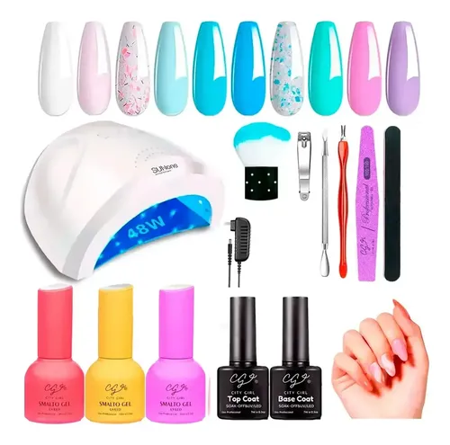 Kit X14 Manicuria Cabina Uv Led Uñas Semipermanente Completo