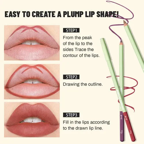 Pudaier Set 12 Lápices Delineadores Labios Mate Velvet