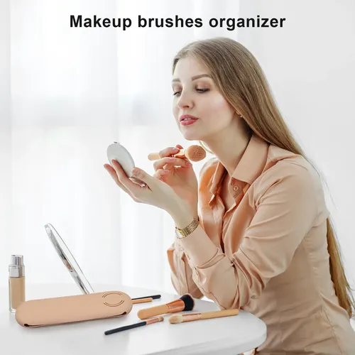 Bolsa De Maquillaje De Silicona Con 2 Soportes Para Brochas