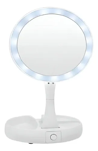 Espejo Redondo con Luz LED Aumento 10x Plegable Portátil Daikon