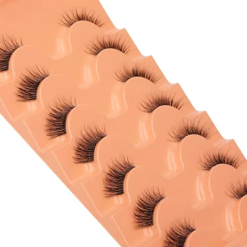 Pestañas Postizas Medio Eefofnn Look Natural 7 Pares