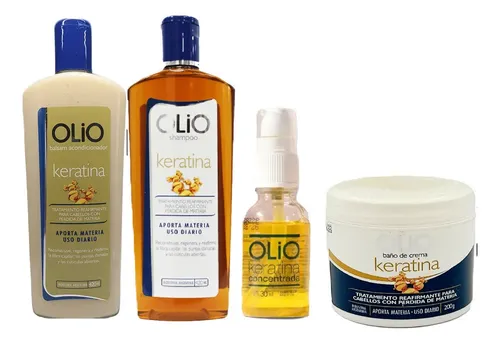 Kit Shampoo + Balsam + Baño De Crema + Serum Olio Keratina