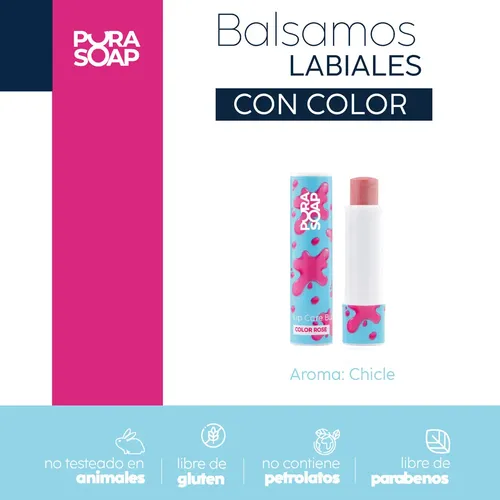 Bálsamo Labial Hidratante Con Color Pura Soap- Bubble/ Rosa
