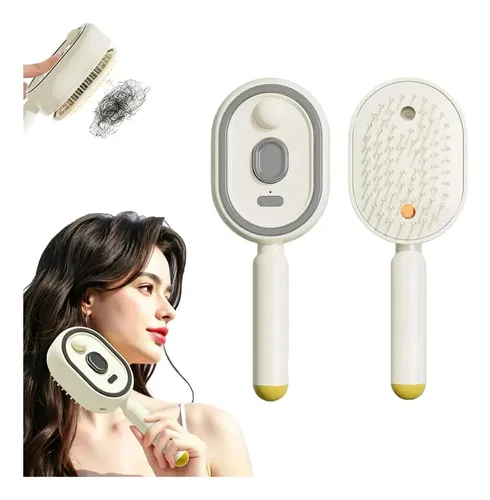 Cepillo Alisador A Vapor Eléctrico Cabello Beige