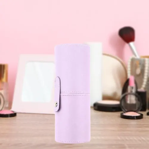 – 3 Soporte For Pinceles De Maquillaje Con Tapa Púrpura