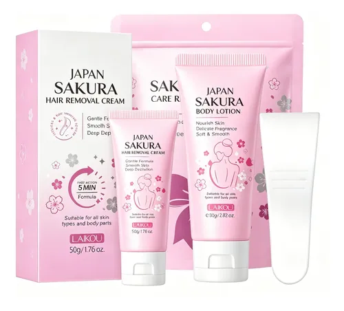 Set Laikou Crema Depilatoria Y Loción Corporal 2 Pzs Sakura