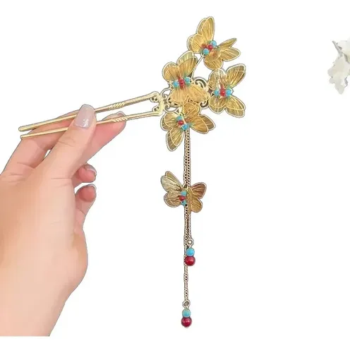 Pinza Para El Pelo Con Borlas De Mariposa China, Estilo Retr