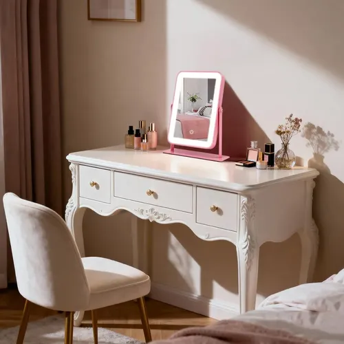 Espejo De Maquillaje Con Luz Led Yekkopt 11×9 Pulgadas Rosa