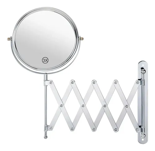 Espejo Baño Extensible 7 Cromo 1x/3x Aumento Ajustable Plate