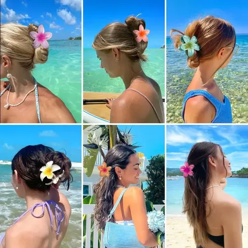 18 Pinzas Para El Pelo De Frangipani Hawaiano, Estilo Bohemi 18-piece Set
