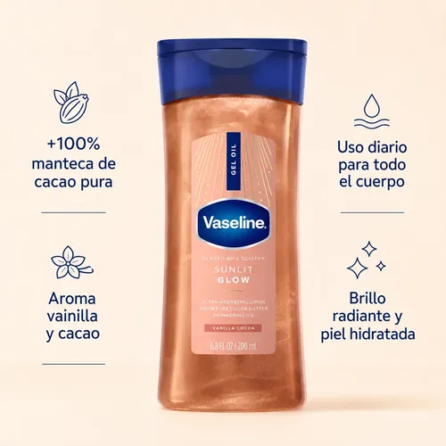 Vaseline Aceite Corporal Brillante Vanilla Cocoa Sunlit Glow