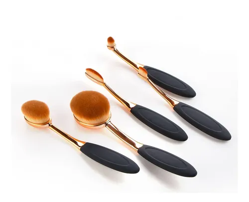 Set 5 Brochas Maquillaje Ovaladas Yoseng Estuche Negro