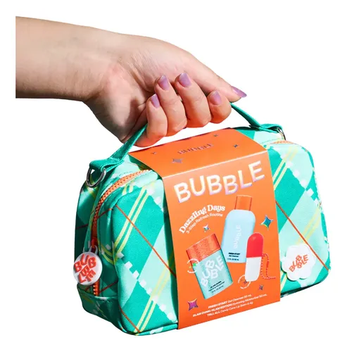 Bubble Dazzling Days Kit Rutina Facial 3 Pasos Con Cosmetiquera Skincare Limpieza Hidratacion Serum Crema Glow Set Regalo Viaje Mini Talla Piel Joven Suave Rostro Cuidado Diario Belleza Fresca Juvenil