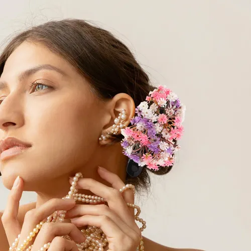 2 Pinzas Para Cabello Con Flor: Con De