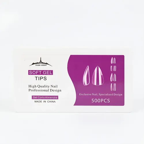 Tips Soft Gel Almendra Paris Night X500 Set Corto En Caja Almendra