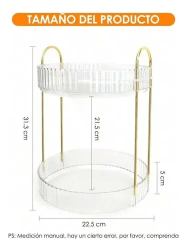 Organizador De Maquillaje De Acrílico Giratorio 2 Pisos 23cm