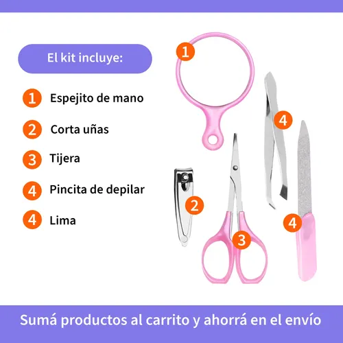 Set 5 Piezas Manicura Corta Uñas Alicate Lima Pinza