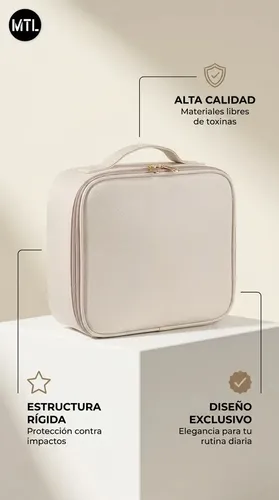 Alhajero Neceser Mtl Organizador Portátil Con Luz Led Espejo Bandeja Desplegable 6 Compartimentos Ajustables Material Pu Resistente Diseño Elegante Color Blanco Accesorios Maquillaje Viaje