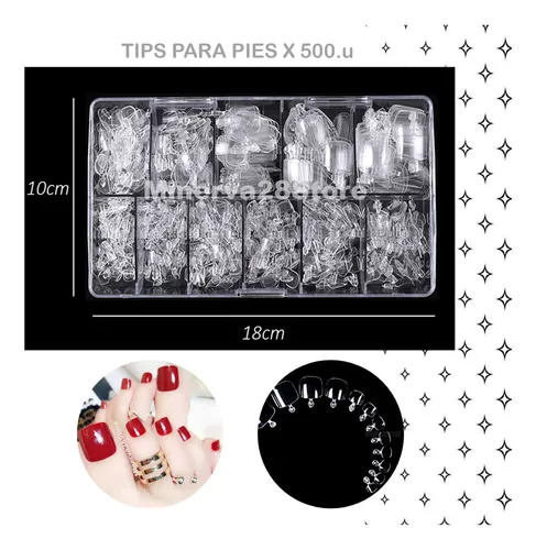 Uñas Postizas Para Pies X500 Tips Marca Mely Soft Gel Press