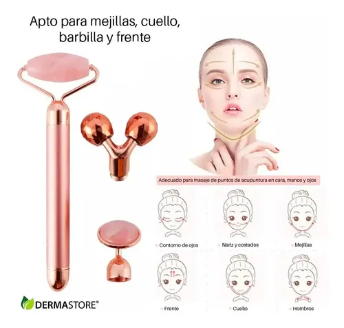 Rodillo Cuarzo Masajeador Facial Combate Arrugas Piel Suave