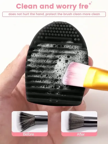 Set 25 Brochas Y Esponjas De Maquillaje Negro Profesional