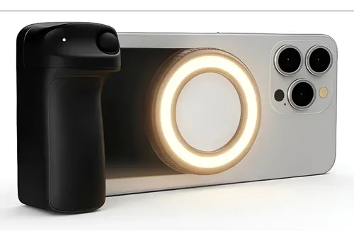 Soporte Magnético Celular Luz Led Calida Espejo Con Mando