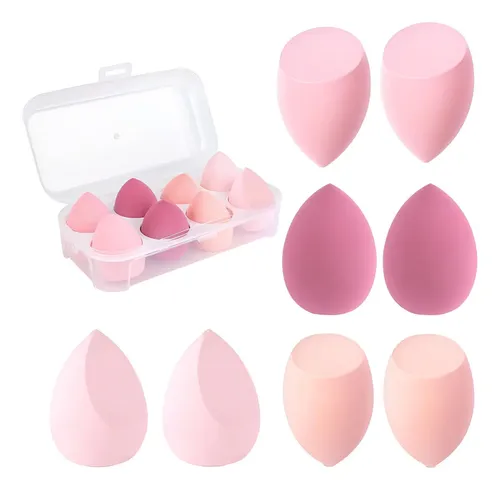 8 Esponjas Maquillaje Huevo Lavables Rosa Mediana Rosa Mediana
